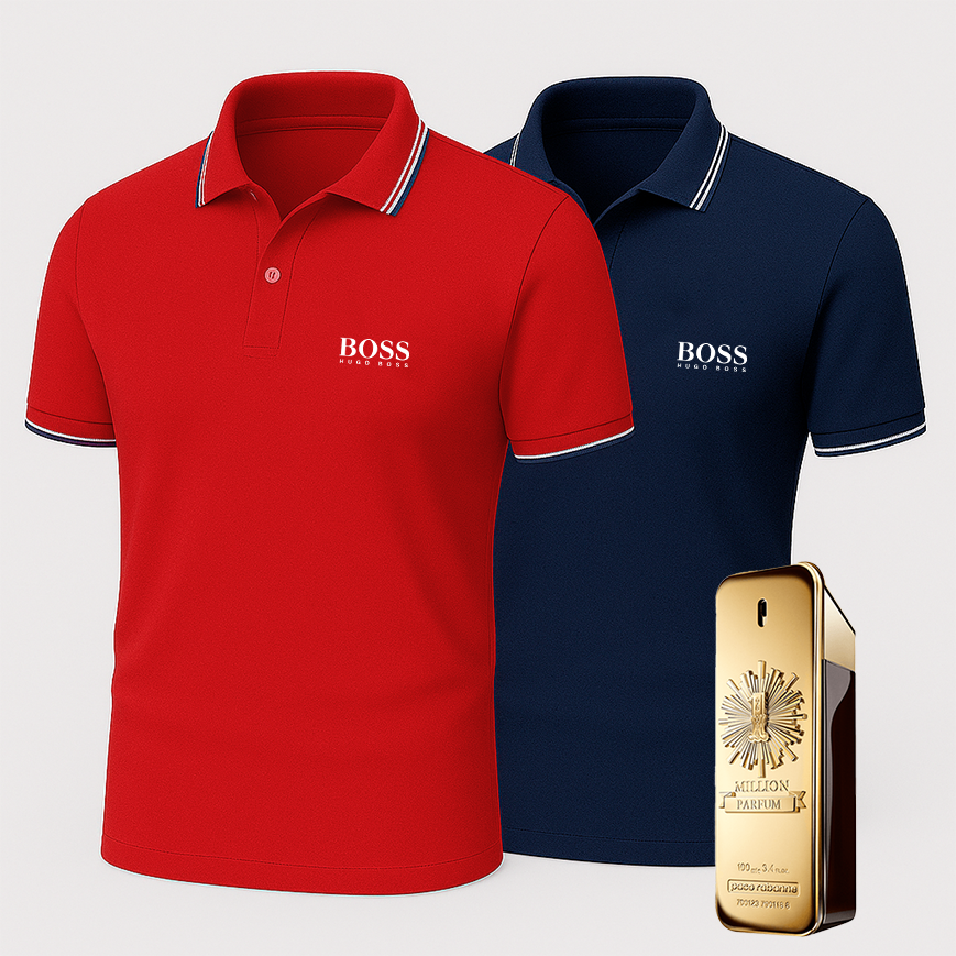 [BUY 1 GET 2] Premiere Polo Shirt Kit – 2 Premium Polos + Free Luxury Fragrance